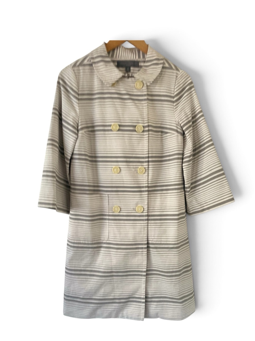 Proenza Schouler Cotton Cream and Gray Striped Double-Breasted Pea Coati size XS